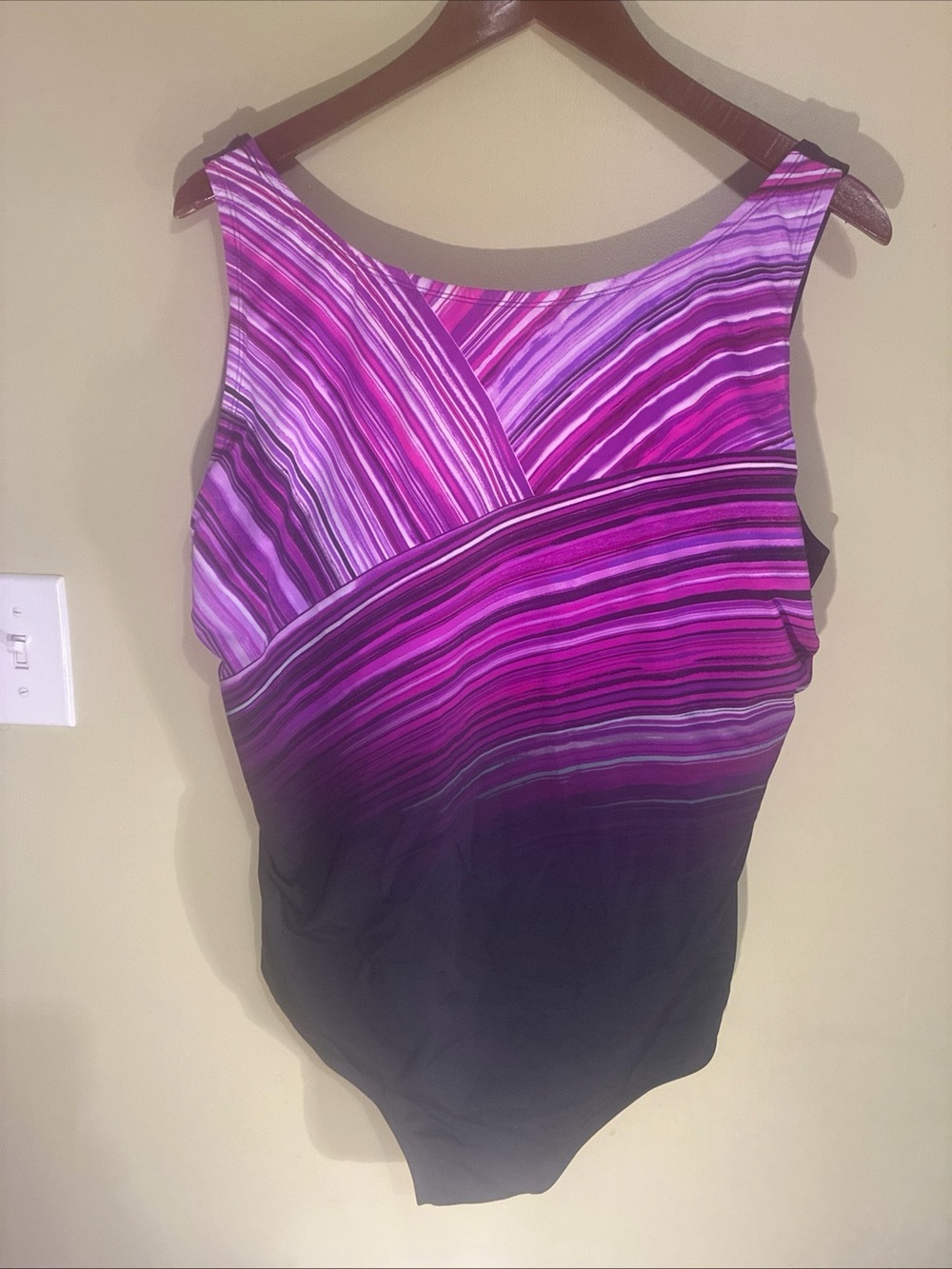 Swimsuits For All Pink and Purple Ombre Striped Sleeveless one piece  Sz 22